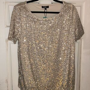 Studio Y Shimmering Gold Sequin Tee